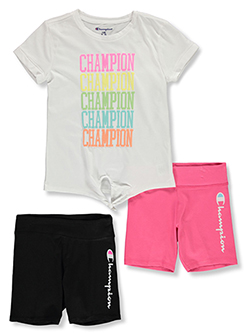 Champion Girls' 3-Piece Bike Shorts Mix Match Set Outfit