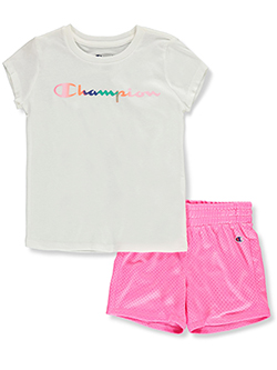 Champion Girls' 2-Piece Rainbow Shorts Set Outfit
