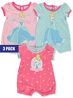 Disney Cinderella Baby Girls' 3-Pack Rompers