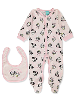 Disney Minnie Mouse Baby Girls' Blush Footed Coveralls