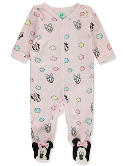 Disney Minnie Mouse Baby Girls' Blush Footed Coveralls