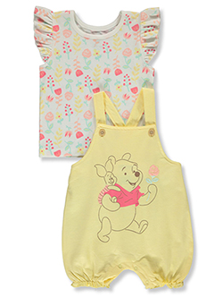 Disney Winnie The Pooh Baby Girls' 2-Pack Play Rompers