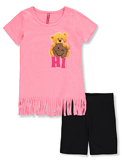 Cute 4 U Girls' 2-Piece Leggings Shredded T-Shirt Set Outfit
