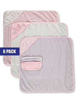 Mon Cheri Baby Girls' 6-Piece Hooded Towel & Washcloth Set