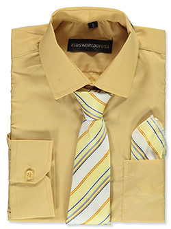 Kids World Boys’ Dress Shirt & Tie (Patterns May Vary)