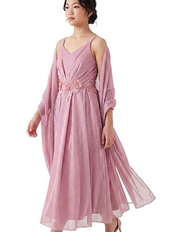 Pink Butterfly Glitter Party Dress and Shawl