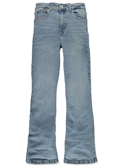 Evsie Girls' Wide-Leg Jeans with Frayed Hem