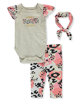Pink Velvet Baby Girls' 3-Piece Leopard Leggings Set Outfit