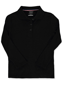 French Toast Girls’ L/S Fitted Knit Polo with Picot Collar