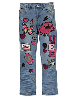 Girls' Decorative Patch Embroidered Jeans