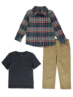 Nautica Boys' 3-Piece Plaid Shirt, Pants, and Tee Set