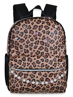 Leopard Print Backpack with Pearl Embellishments