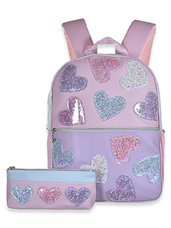 Sequin Heart Backpack and Pouch Set