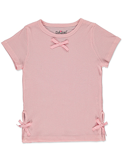 Pink Angel Girls' Ribbed T-Shirt with Ribbon Details