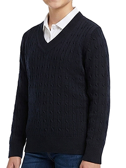 Smith's American Girls' Cable Knit V-Neck Pullover Sweater
