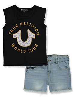 True Religion Girls' 2-Piece World Tour Shorts Set Outfit