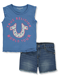 True Religion Girls' 2-Piece World Tour Shorts Set Outfit