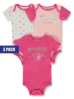 True Religion Baby Girls' 3-Pack Buddha Bodysuits