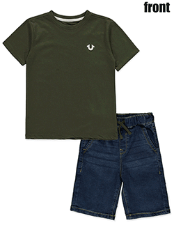 True Religion Boys' 2-Piece Denim Shorts Set Outfit