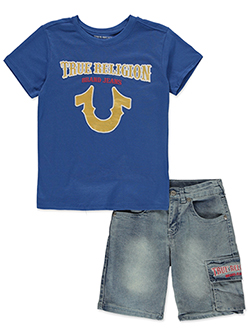 True Religion Boys' 2-Piece Denim Shorts Set Outfit
