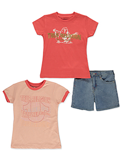 True Religion Girls' 3-Piece Denim Shorts Set Outfit