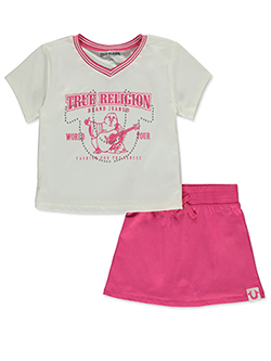 True Religion Girls' 2-Piece Varsity Buddha Skirt Set Outfit