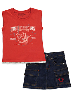 True Religion Girls' 2-Piece Denim Skort Set Outfit