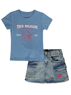 True Religion Girls World Tour Tee and Denim Skort Set