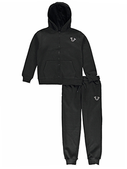 True Religion Boys' 2-Piece Rhinestone Logo Hoodie and Jogger Set
