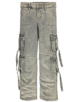 VIP Jeans Girls' Denim Cargo Pants with Utility Pockets