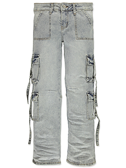 VIP Jeans Girls' Wide-Leg Cargo Pants with Drawstring Pockets