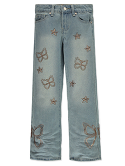 VIP Jeans Girls' Embellished Butterfly Denim Jeans