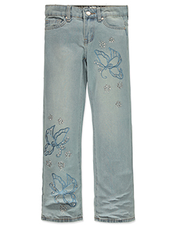 VIP Jeans Girls' Butterfly Embroidered Jeans with Rhinestones