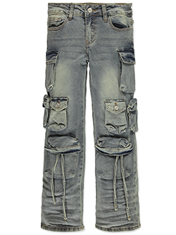 VIP Jeans Girls' Cargo Jeans with Adjustable Pockets