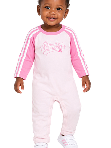 Adidas Baby Girls' Long Sleeve Three-Stripe Tricot Romper - CookiesKids.com