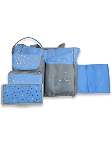 Baby Essentials Baby Boys' 5-Piece Stars Diaper Bag Set - CookiesKids.com