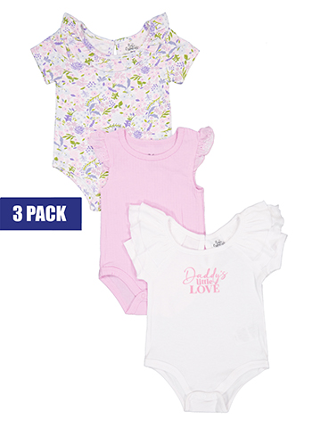 Baby Essentials Girls' Bodysuits 3-Pack Set - CookiesKids.com