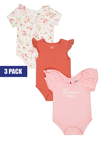 Baby Essentials Girls' Ruffled Bodysuit Set - 3 Pack - CookiesKids.com