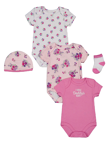 Girls' 4-Piece Floral Bodysuit and Accessory Set - CookiesKids.com