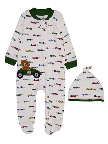 Baby Essentials Boys' Race Car Footed Sleeper and Hat Set - CookiesKids.com