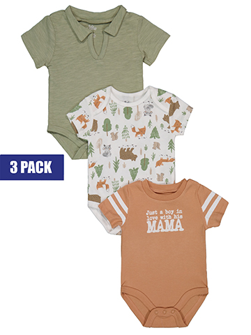 Boys' 3-Pack Short Sleeve Bodysuits Set - CookiesKids.com