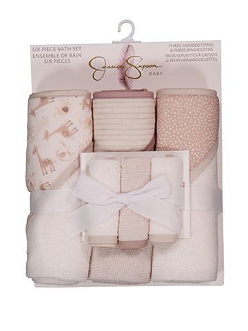 Jessica Simpson Unisex Baby Six-Piece Hooded Bath Towel Set - CookiesKids.com