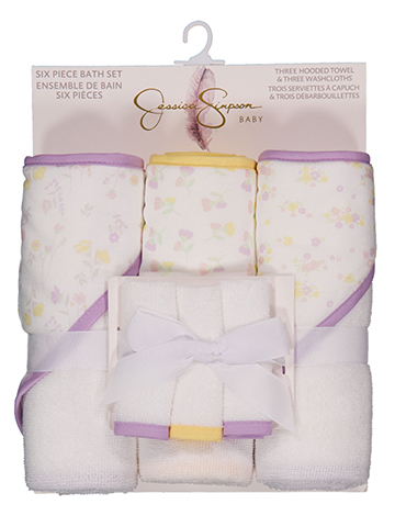 Jessica Simpson Baby Girls' Six-Piece Floral Print Bath Towel Set - CookiesKids.com