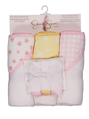 Jessica Simpson Baby Girls' Six-Piece Floral and Plaid Bath Towel Set - CookiesKids.com