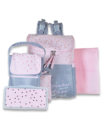 Baby Essentials Baby Girls' 5-Piece Diaper Bag Backpack Set - CookiesKids.com