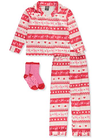 PJs & Presents Girls' 3-Piece Coat Holiday Pajamas Set - CookiesKids.com