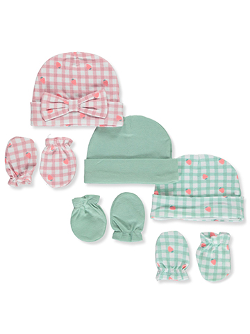 Duck Duck Goose Baby Girls' 6-Piece Sweet Mittens & Caps Set - CookiesKids.com