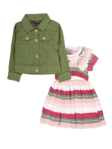Delia's Baby Girls' Denim Jacket and Striped Dress Set - CookiesKids.com