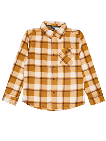 Quad Seven Boys' Long Sleeve Plaid Fleece Button-Down Shirt - CookiesKids.com