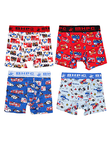 Beverly Hills Polo Club Boys' Emergency Vehicle Themed Boxer Shorts 4-Pack - CookiesKids.com